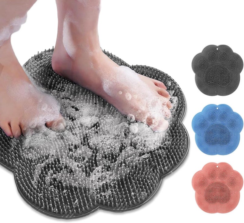 ZenyCblu Shower Foot Scrubber Mat with Non-Slip Suction Cups,Foot Backs Cleaning Pad Back Washer Exfoliating Bath Wash Pad,Foot Scrubber in Shower Men & Women (Grey) - Image 1